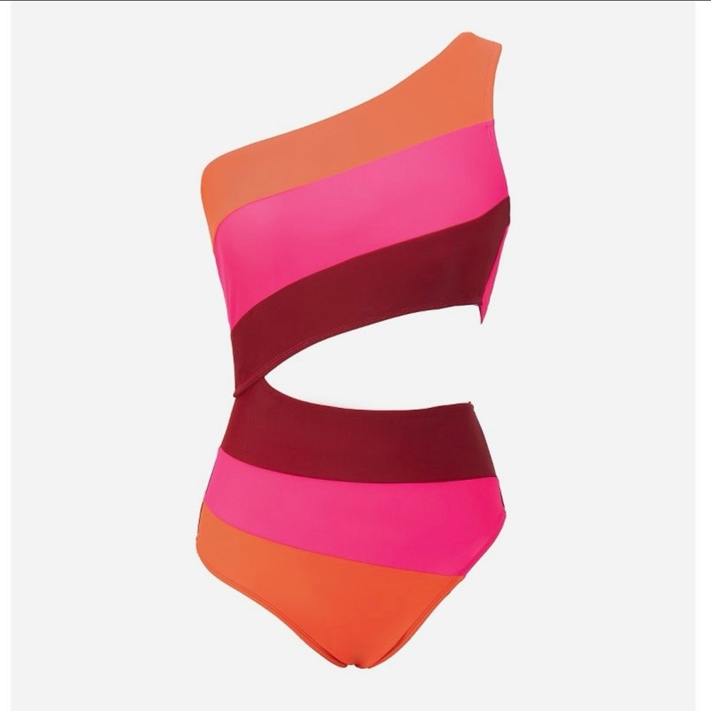 Cupshe Color Block One Shoulder One Piece Swimsuit size XS